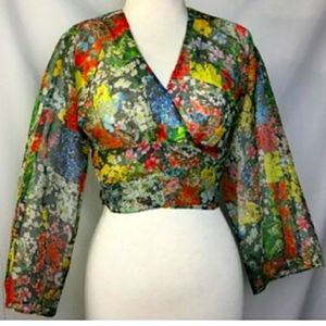 Authentic Vintage 1970s Flower Power Wrap Top